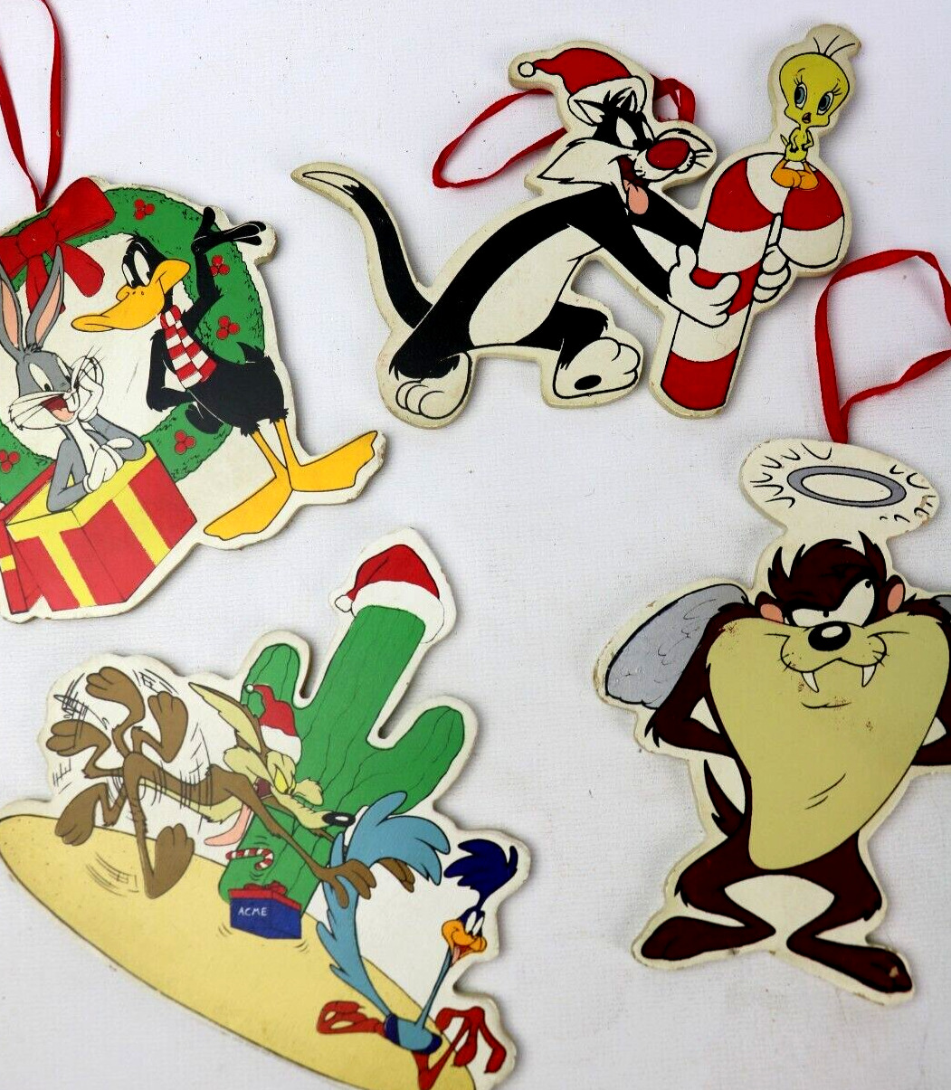 Vintage Looney Tunes Christmas Ornaments Taz Tasmanian Devil, Bugs Bunny, Tweety