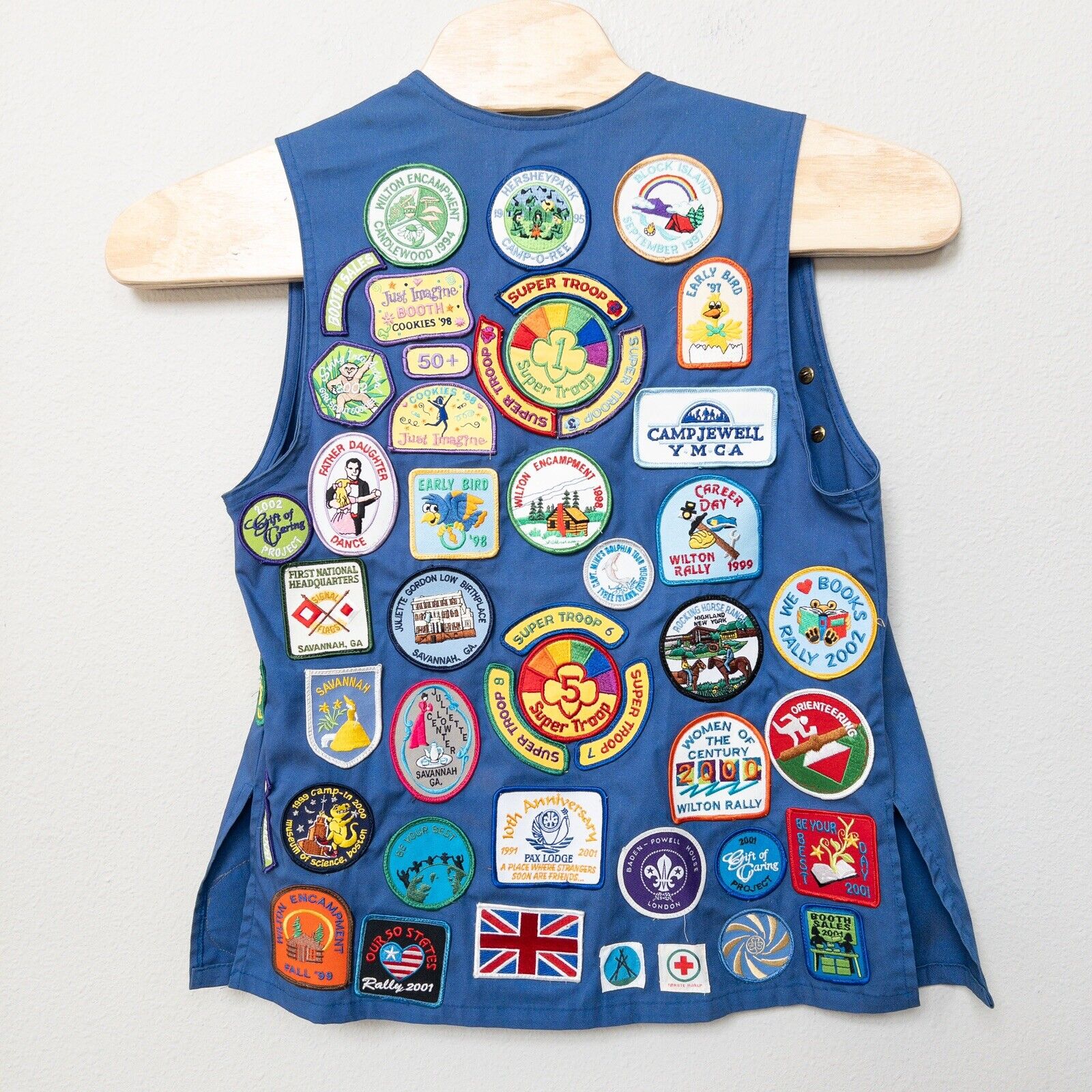 Girl Scouts of America Medium Full Back Patched Open Front Vintage Blue