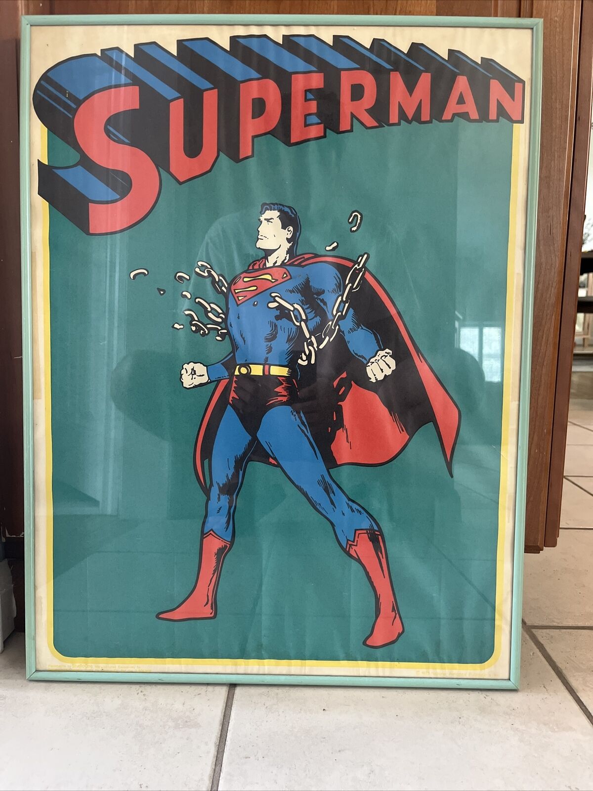 SUPERMAN 1975 Commercial Poster National Periodical Publications 18x24 Framed