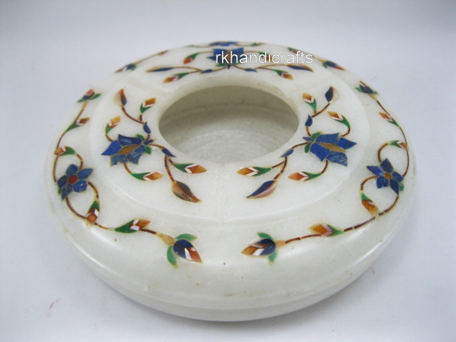 5 Inches Floral Pattern Inlay Work Cigarette Ash Tray Marble Ash Tray for Hotel
