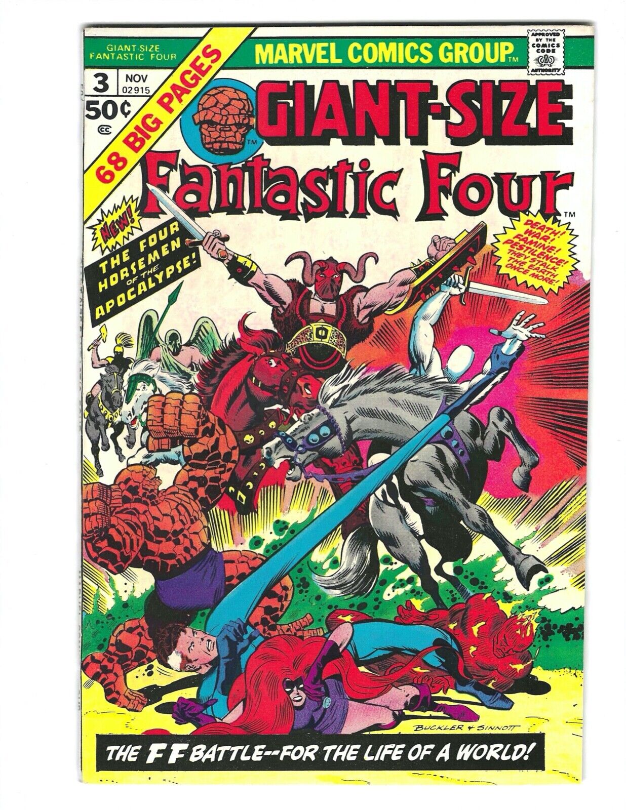Giant Size  Fantastic Four #3 1974 Unread VF/NM Beauty Four Horsemen Combine