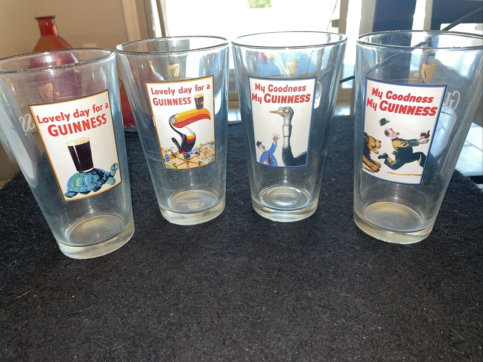 GUINNESS Draught Set Of 4 Pint Glasses Lovely Day For A My Goodness My Beer
