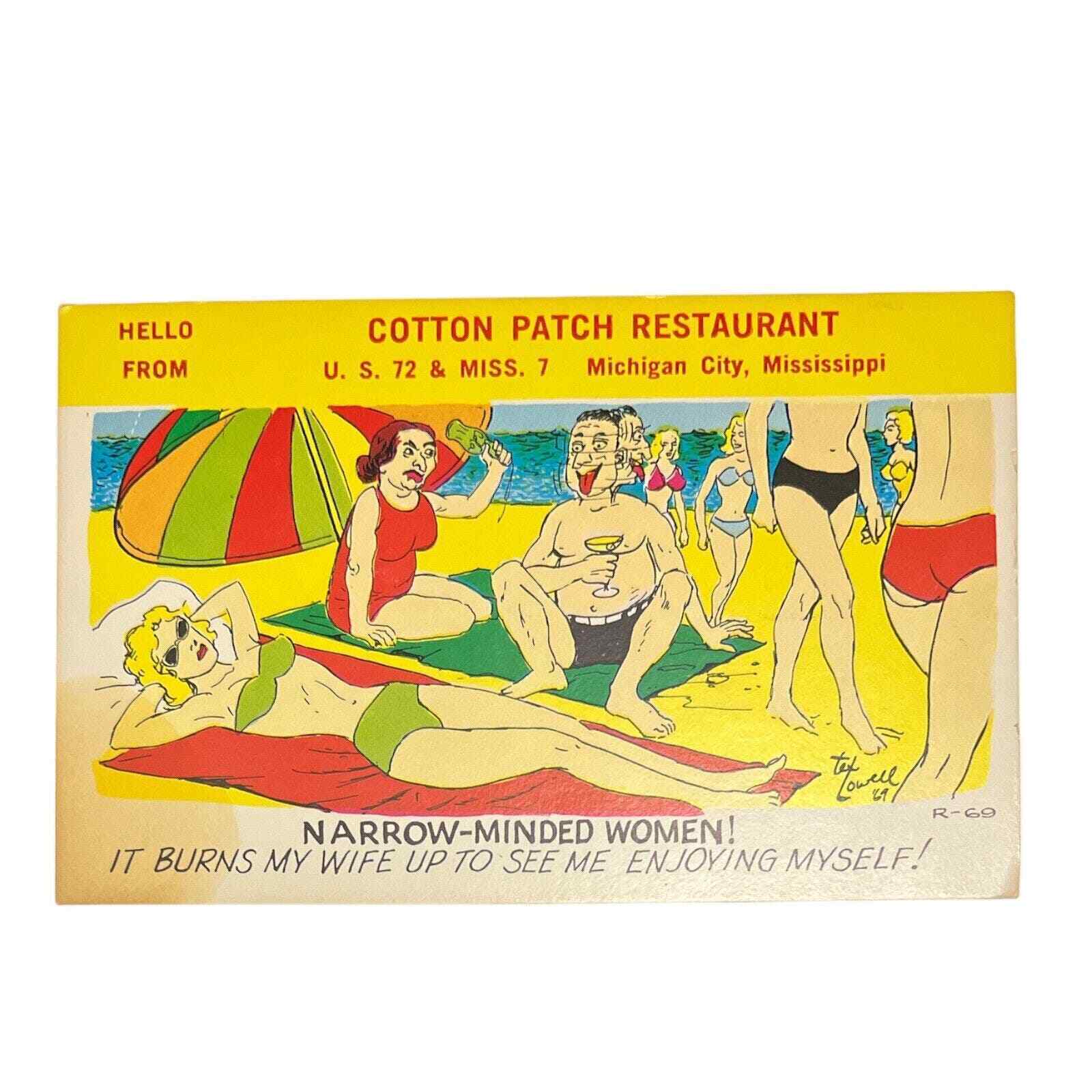 Vintage 60's Laff Gram Cotton Patch Restaurant Miss Postcard Ephemera UNPOSTED