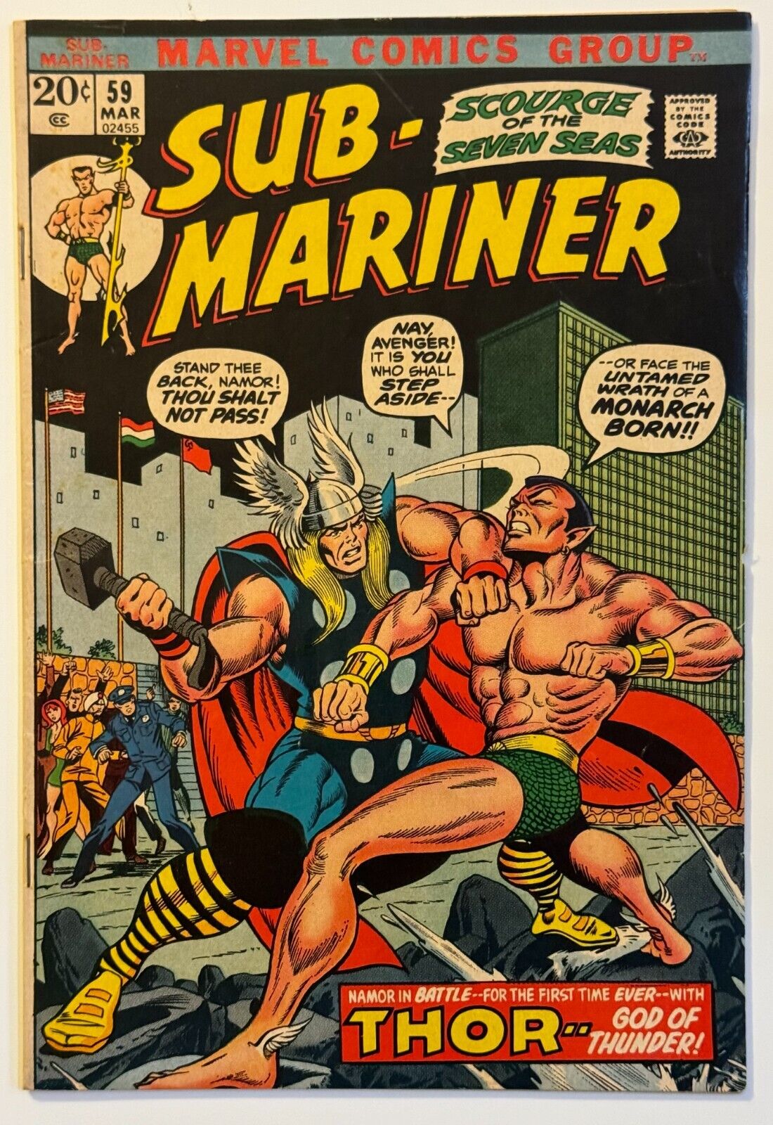 SUB-MARINER 59 vs THOR Marvel Bronze Age Comic 1973 Classic Battle NIce Copy