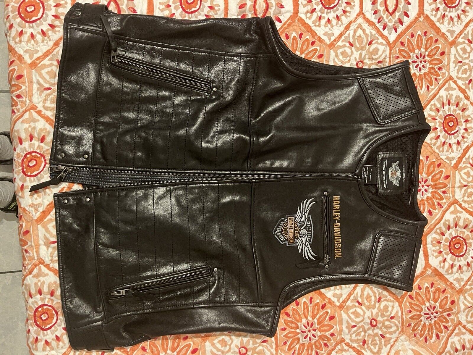Harley Davidson Motor Clothes 115th Anniversary Black Buffalo 2X Leather Vest