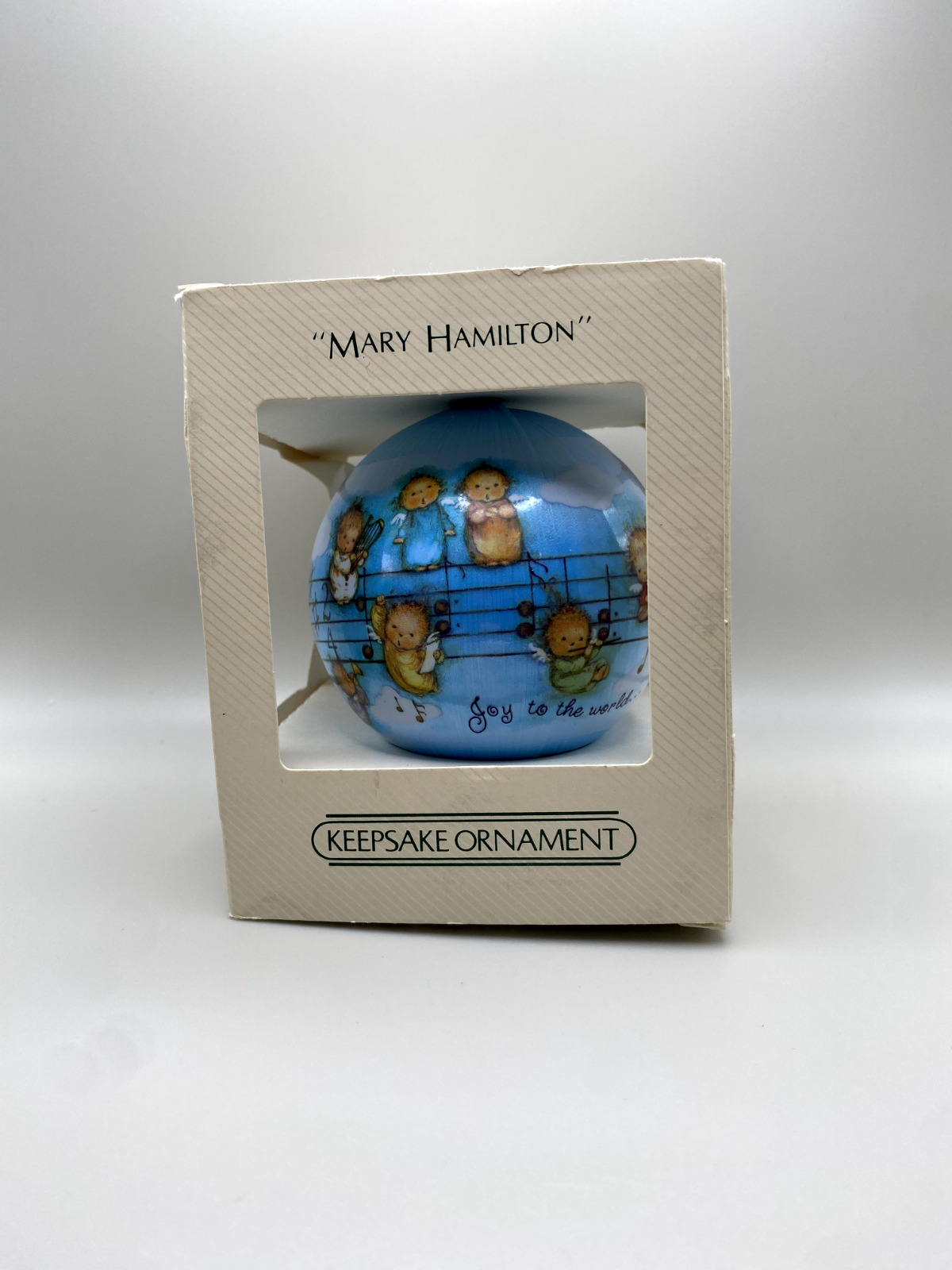 Vintage Hallmark Round Satin Ornament 1982 ~Mary Hamilton~ Angels