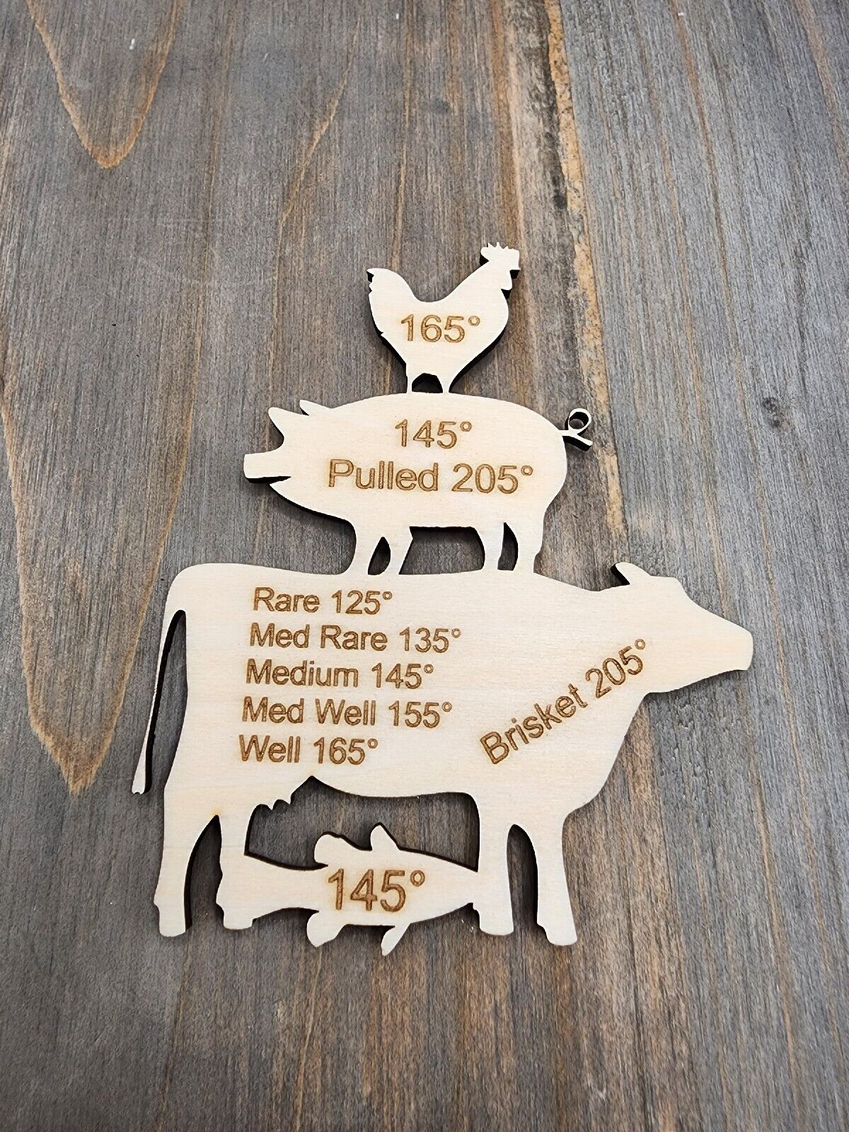 Laser Engraved Meat Temperature refrigerator magnets For Cooking 