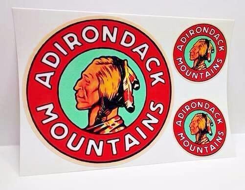 Adirondack Mountains Vintage Style Travel Decals / Vinyl Stickers, Luggage Label