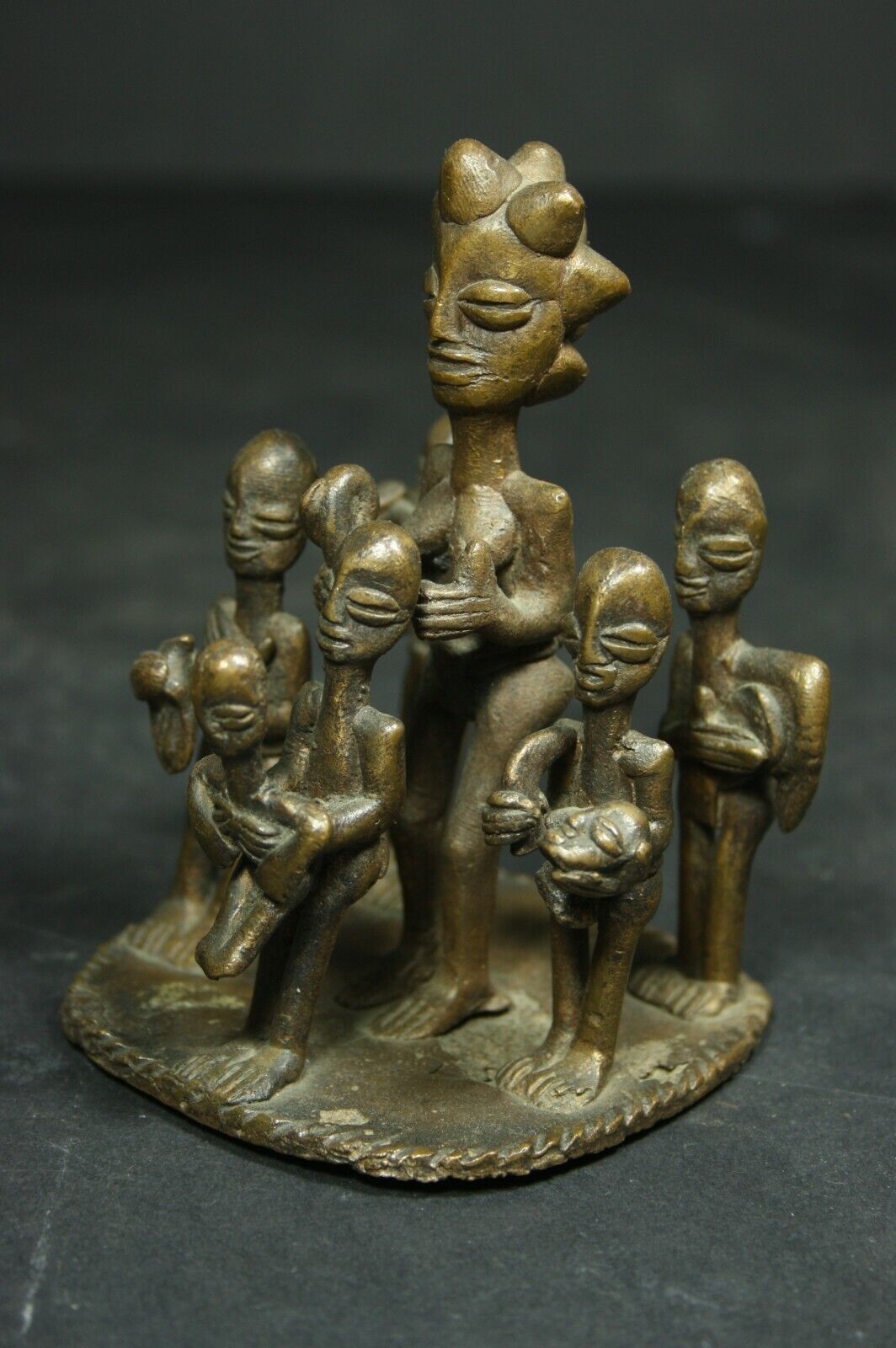 African Bronze Group, Queen with dignitaries - ASHANTI, AKAN Tribe, Ghana TRIBAL