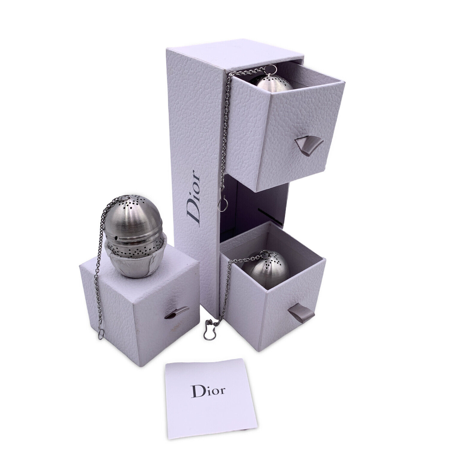 Authentic Christian Dior Limited Edition Tea Time Silver Metal Tea Infuser Set