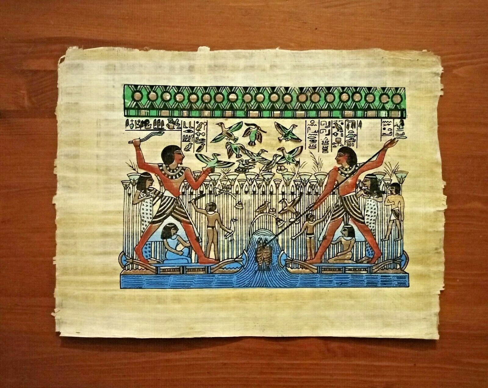 Genuine Papyrus, Nebamun Hunting Quail & Fishing, Fine Hand Painted - (#021)