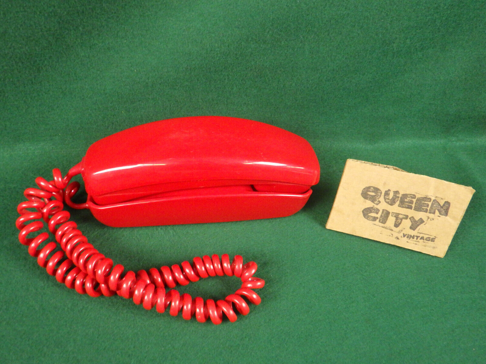 Vintage ITT red slim line rotary telephone/phone 1978 MCM retro