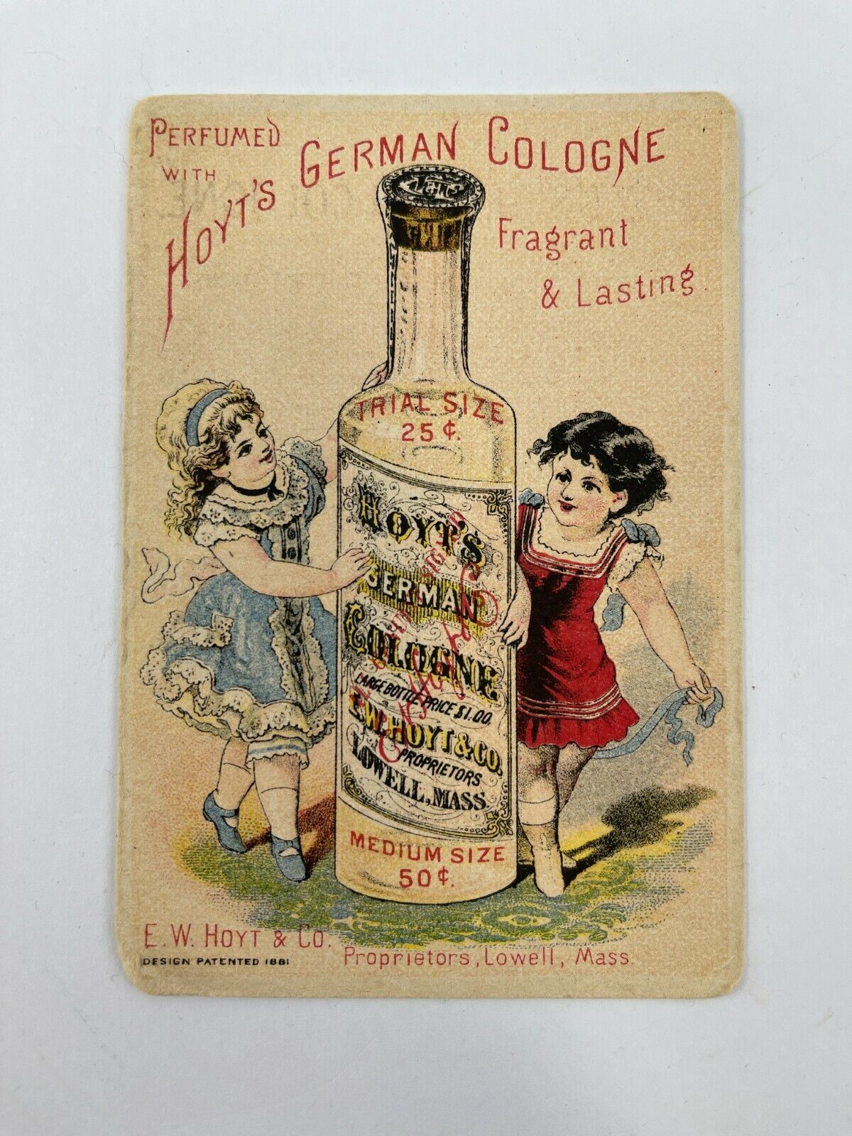 Victorian Trade Card Hoyt's German Cologne Lowell Mass E. W. Hoyt