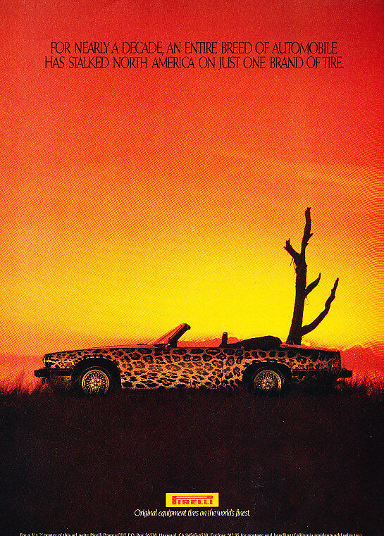 1989 Pirelli Tires - Jaguar XJS - Classic Vintage Advertisement Ad D105