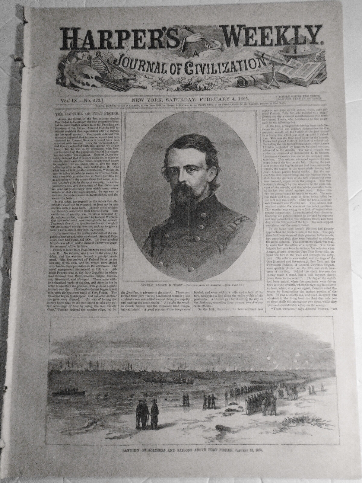 Harper's Weekly February 4, 1865  Union Army in Savannah - Complete Original