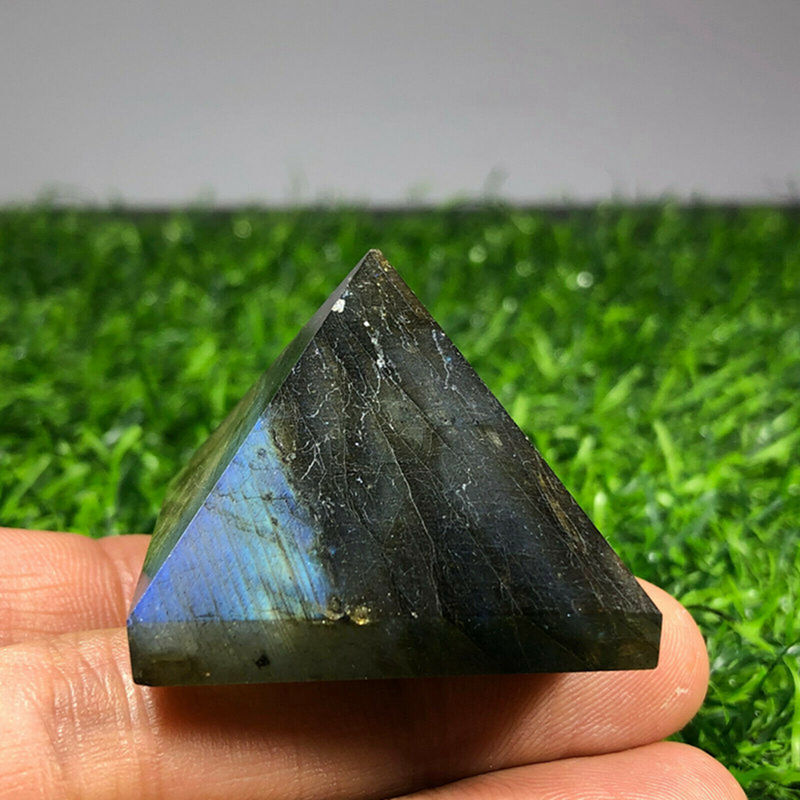 Natural Labradorite Quartz Crystal Pyramid Chakra Healing Energy Stone Tower US