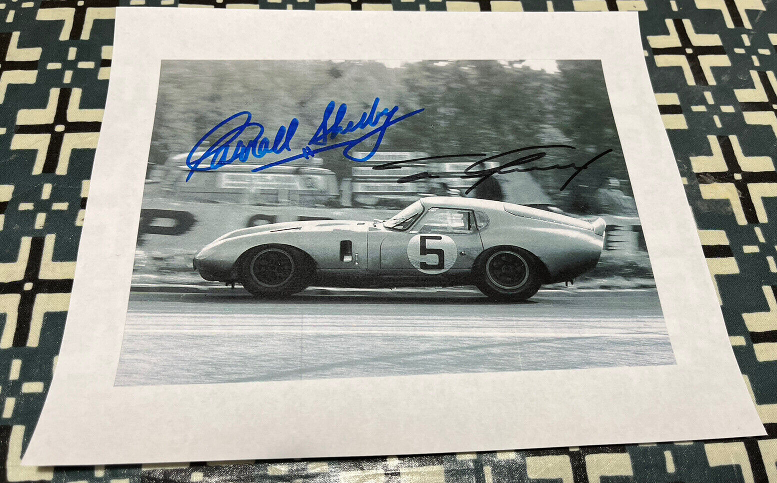 Carroll Shelby Signed & Dan Gurney Signed Cobra Daytona GT Coupe Photo FORD FUN
