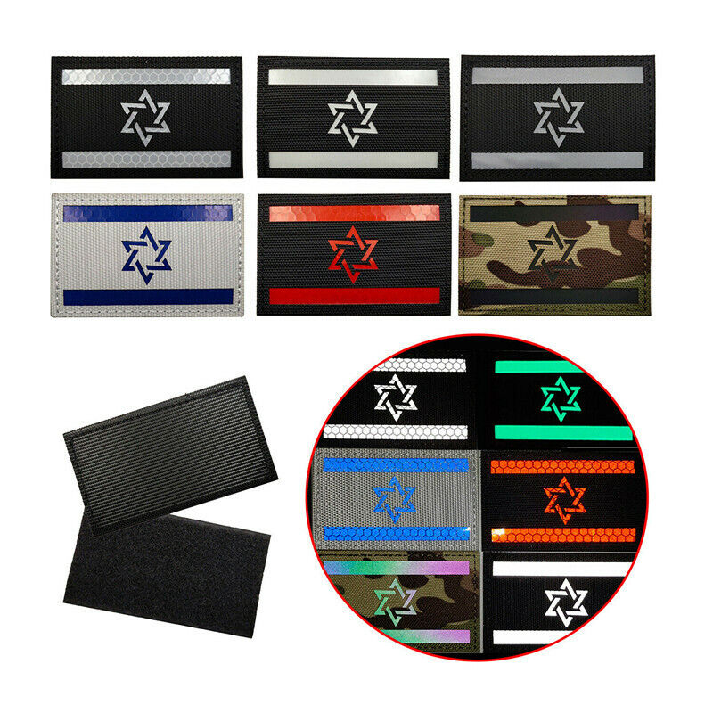 6Pcs/Set Reflective IR ISRAEL FLAG ISRAELI JEWISH COUNTRY FLAG HOOK&LOOP PATCH 3