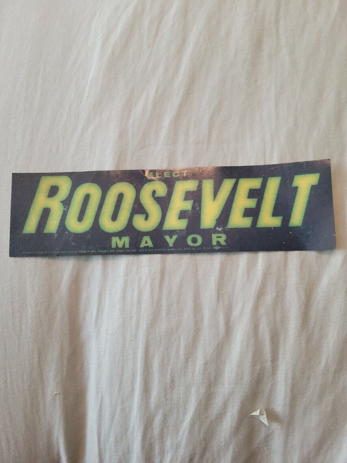  Roosevelt mayor 1960 Bumper Sticker  vintage political