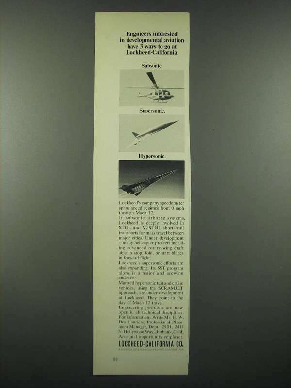 1966 Lockheed-California Ad - Helicopters, SST, SCRAMJET