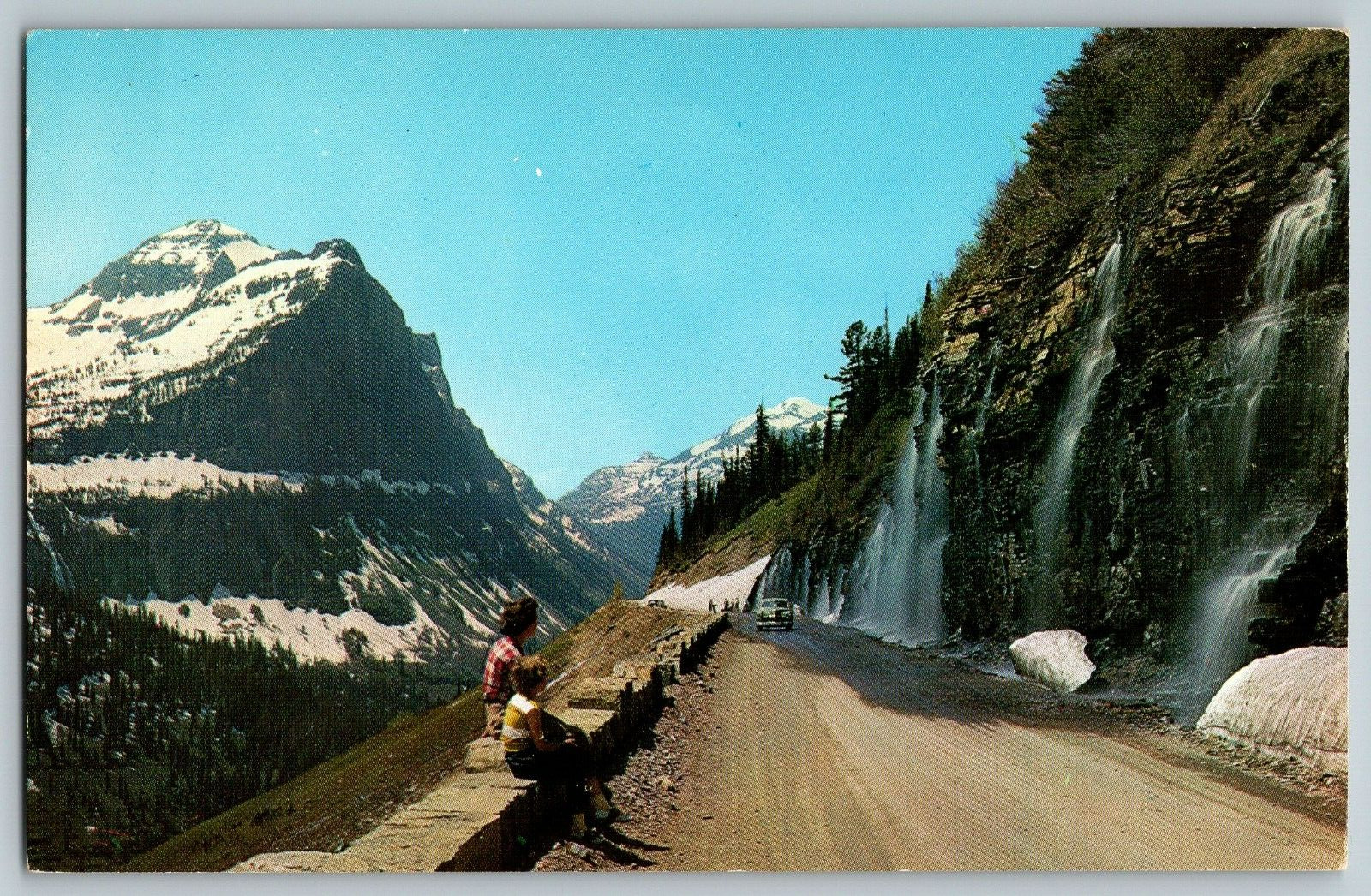 Weeping Wall on Going to the Sun Road Glacier Nat\'l Park - Vintage Postcard