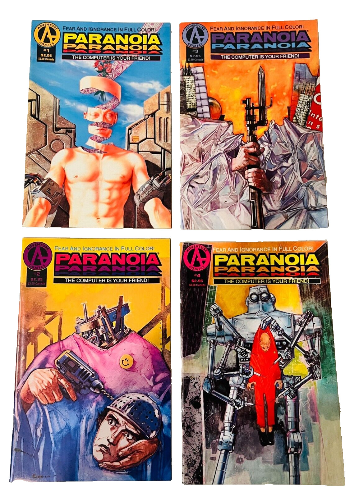 PARANOIA THE COMPUTER IS YOUR FRIEND #1-4 COMPLETE RUN ADVENTURE 1991 VF+