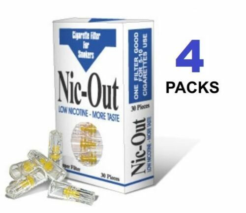 4 Packs NIC OUT Cigarette Filters 120 Tips Filter Out Tar & Nicotine Helps Quit