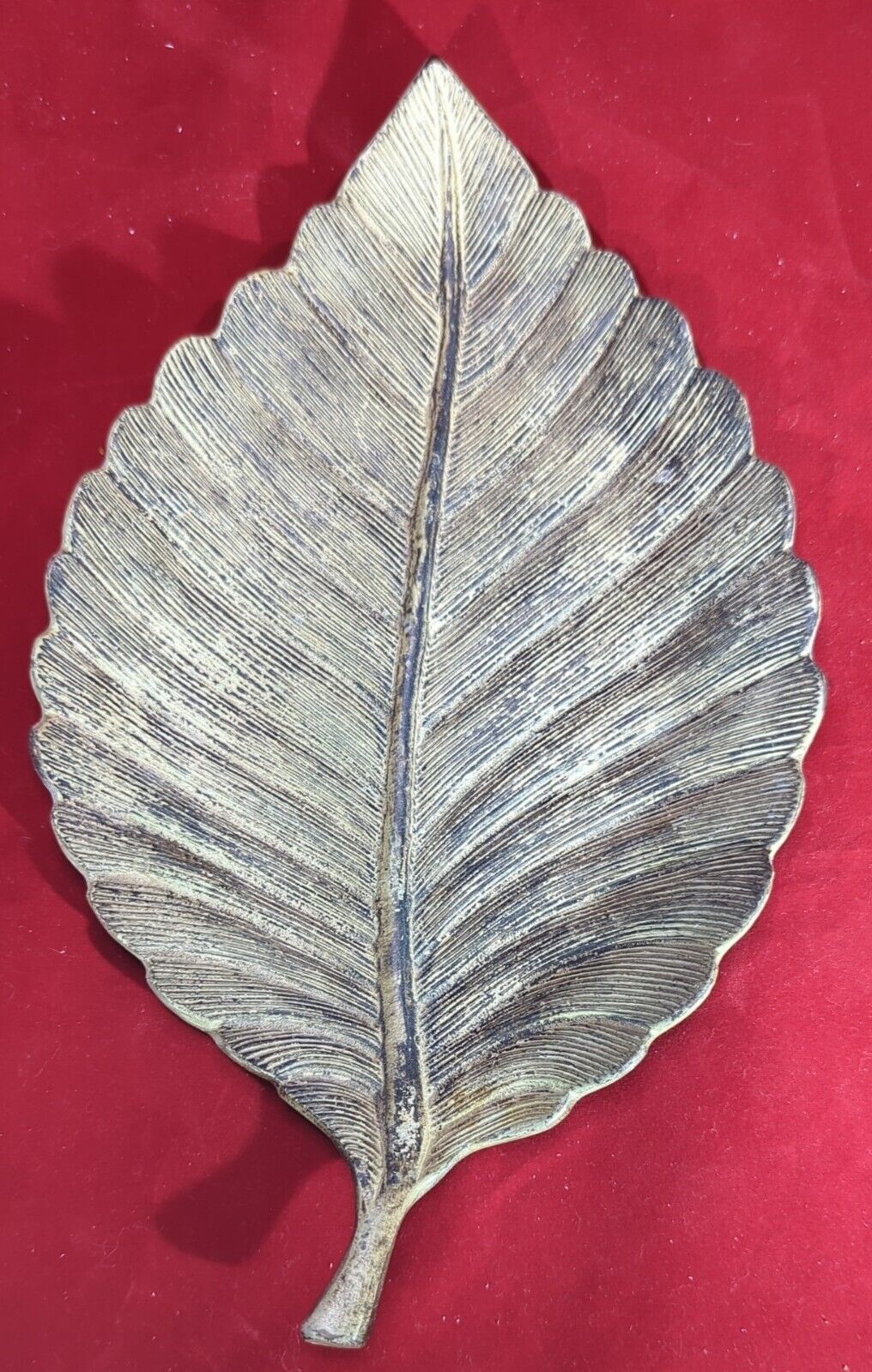  Bronze Metal Verdigris Leaf Trinket Dish Tray Rustic Made In India