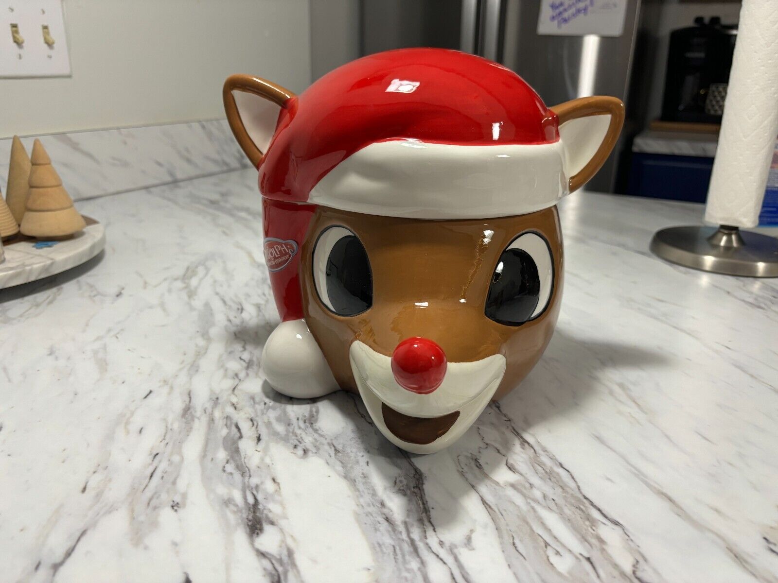 Rudolph The Red Nose Reindeer Canister Cookie Jar Rare HTF Christmas Holiday NEW