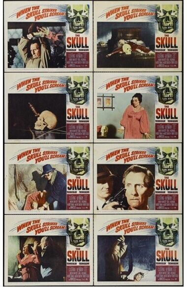 THE SKULL (1965) Complete Set 12 British Lobby Cards - Peter Cushing