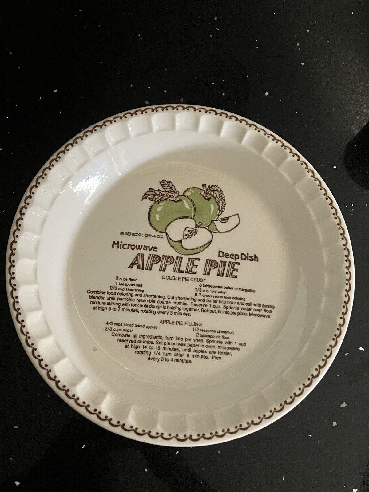 Rare Version 1983 Royal China Co Microwave Deep Dish Apple Pie 11”