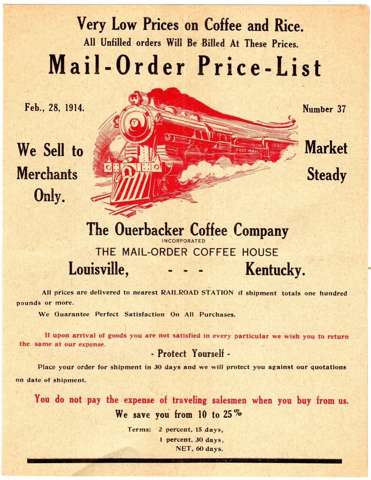 Ouerbacker Coffee Co Mail Order Coffee House Catalog 1914 Louisville KY LOOK@@