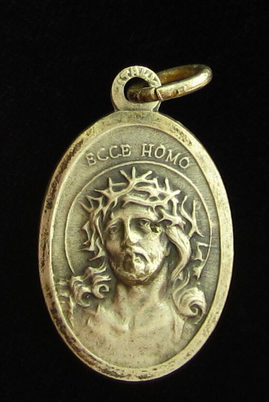 Vintage Jesus Crown of Thorns Medal Catholic Mary Mother of Sorrow Ecce Homo