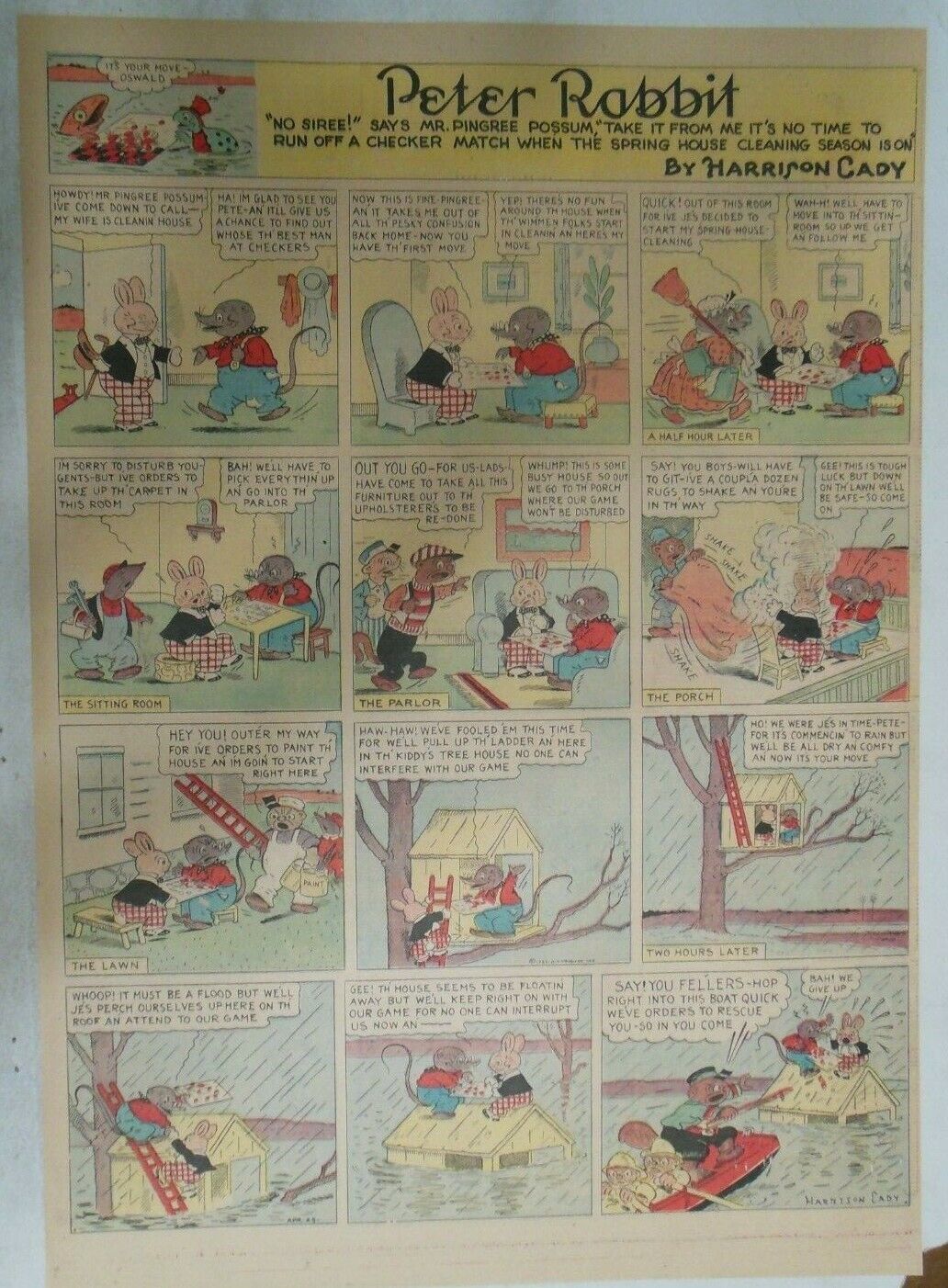 Peter Rabbit Sunday Page by Harrison Cady from 4/25/1937 Full Page Size