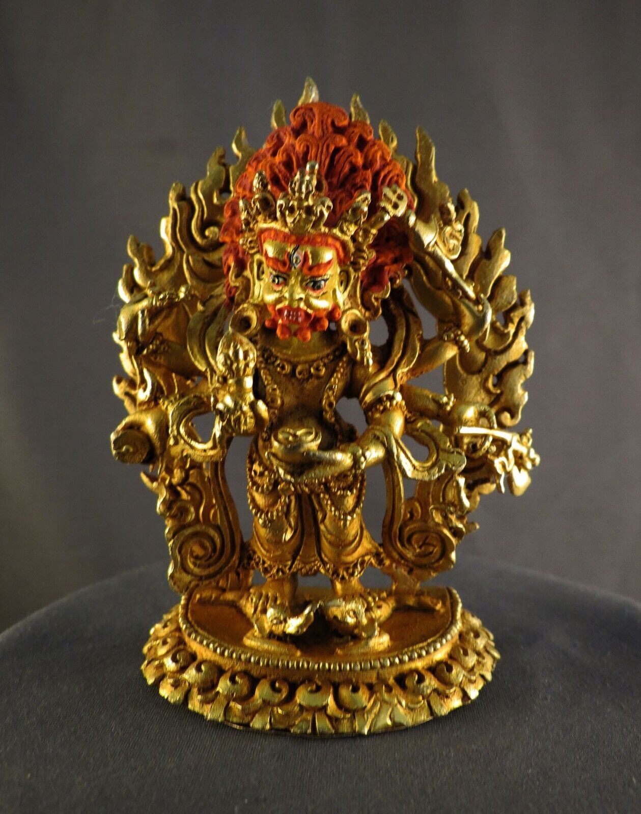 Six hand White Mahakala Bhairav Guru Dragpo Padma Sharvari Gold Face Figure free