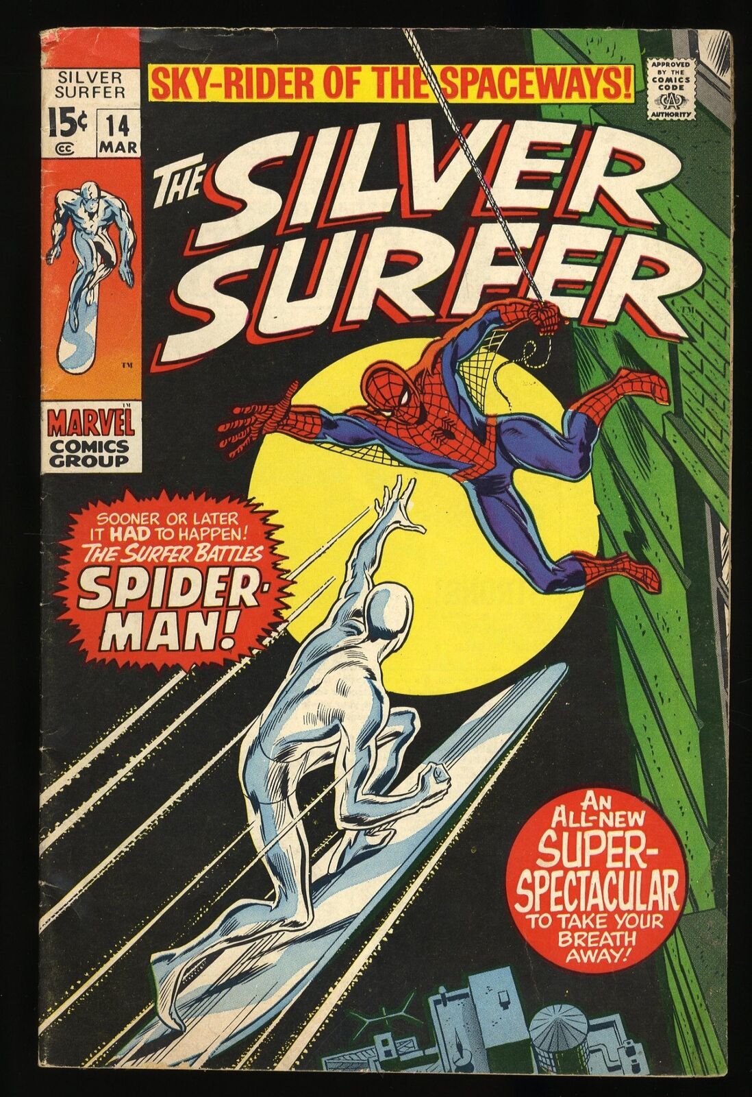 Silver Surfer #14 VG+ 4.5  Appearance of Amazing Spider-Man Marvel 1970