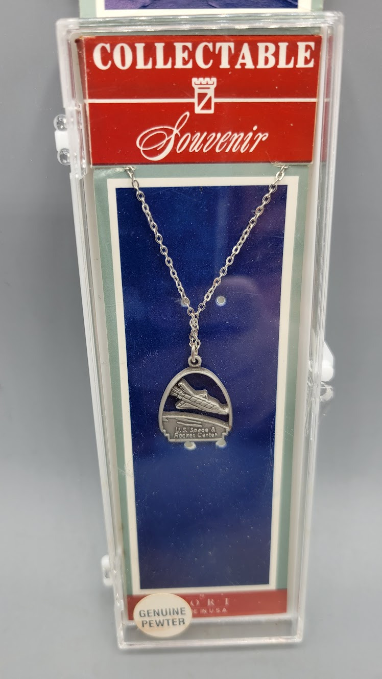 US Space And Rocket Center Huntsville Alabama Pewter Silver Tone Necklace New