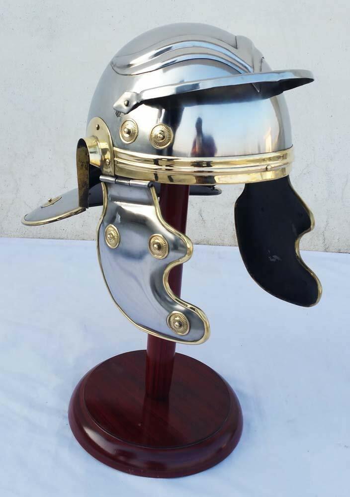 18 Gauge medieval Roman Legion Helmet with wooden stand+ 