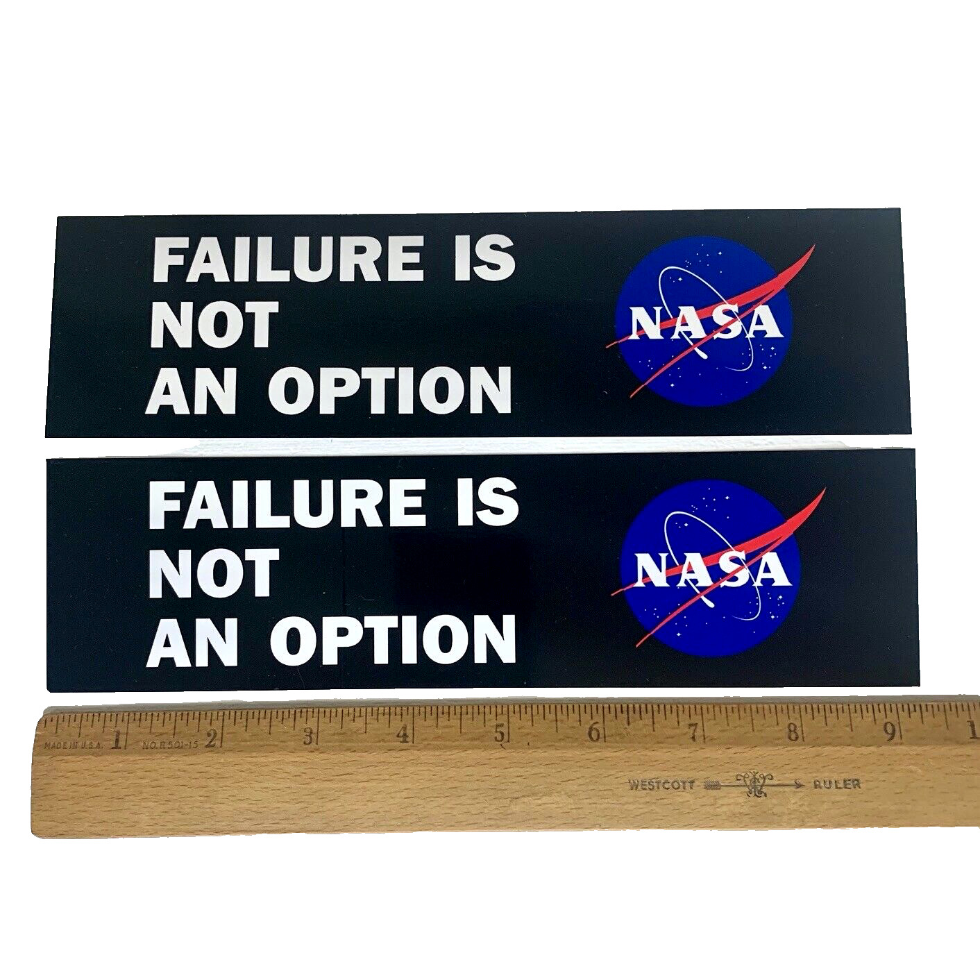 NASA Bumper Sticker 'Failure is Not An Option' Blue Space Logo 3