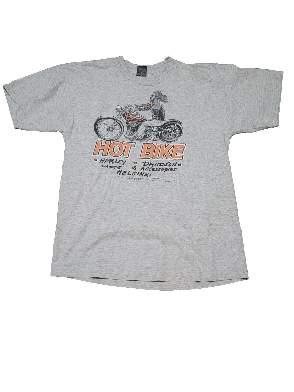 Vintage Harley Davidson 1992 Hot Bike Helsinski 1992 Shirt Kaizu Signed RARE