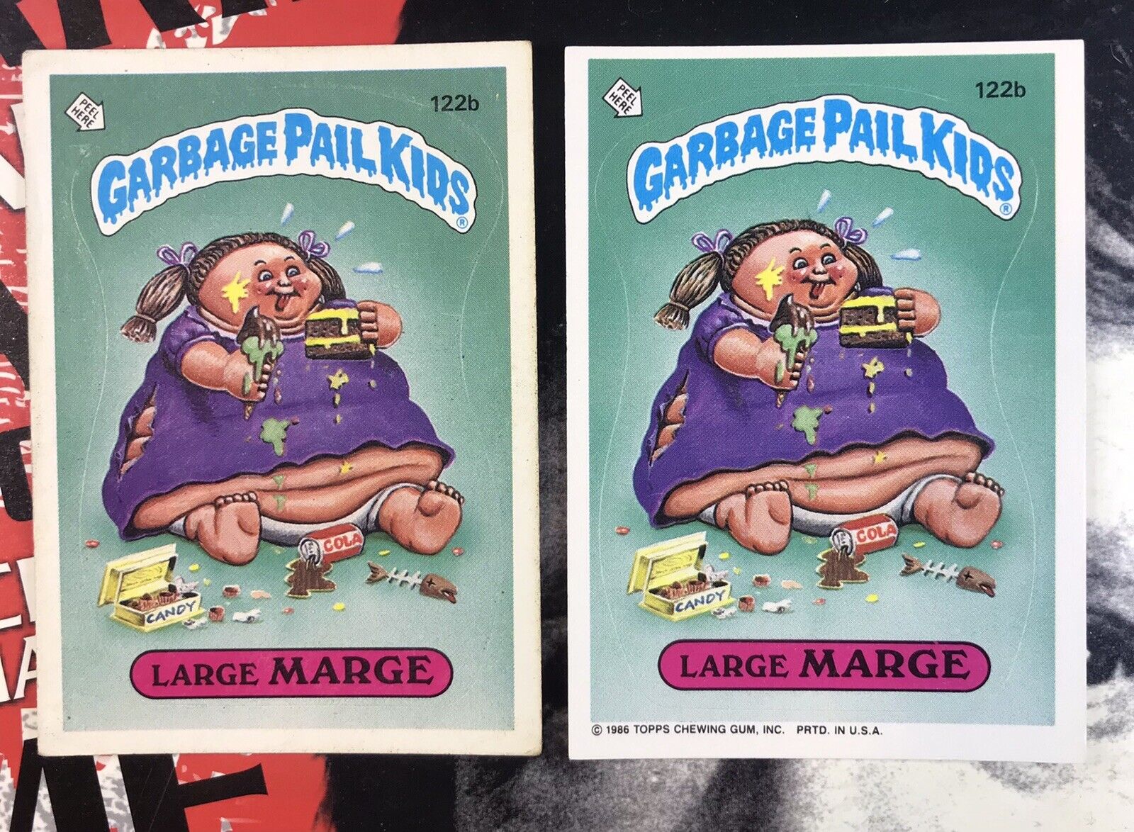 Large Marge Error Card & Correct Garbage Pail Kids 1986 No Copyright #122b