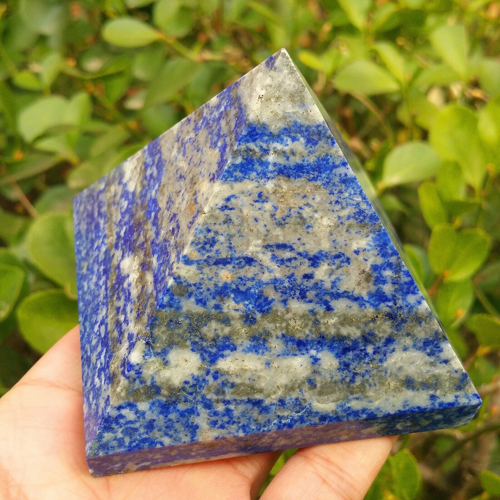 TOP  592G  Natural Lapis Lazuli Gemstone Crystal Pyramid Healing Meditation