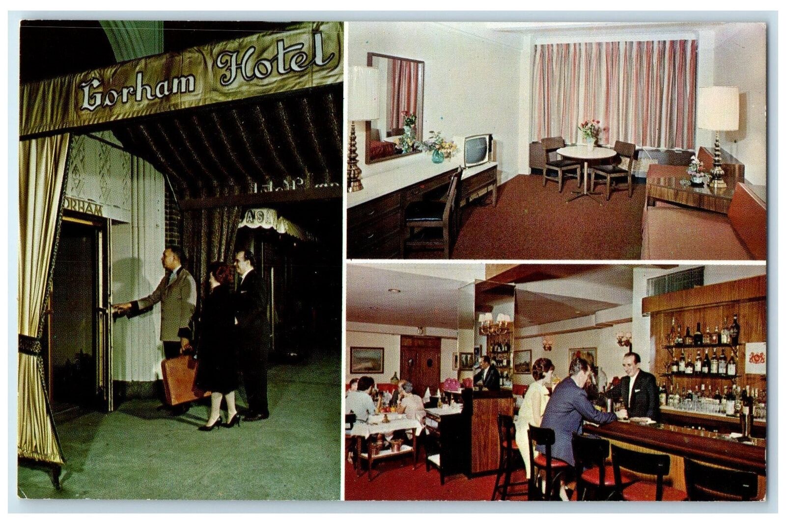 c1960\'s The Gorham Motel Interior New York City New York NY Unposted Postcard