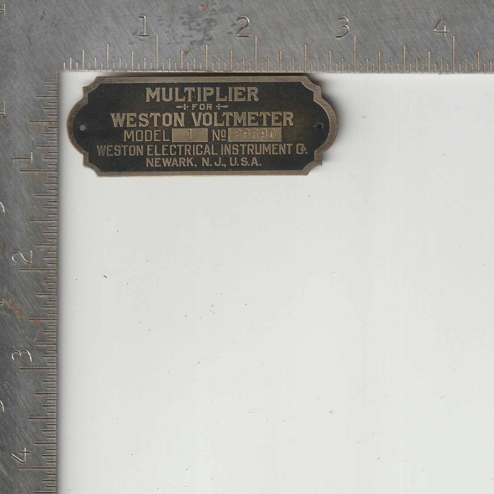 Victorian Advertising Badge Multiplier Voltmeter Weston Electric Newark NJ 1890s