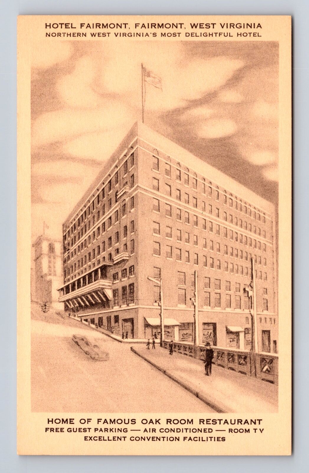 Fairmont WV-West Virginia, Hotel Fairmont, Advertisement, Vintage Postcard
