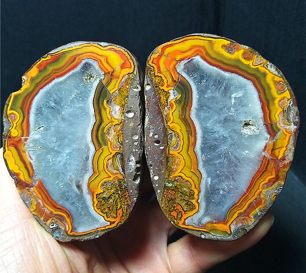 Rare 1 pair 432G Natural Warring States Red Agate Crystal Healing  A2903