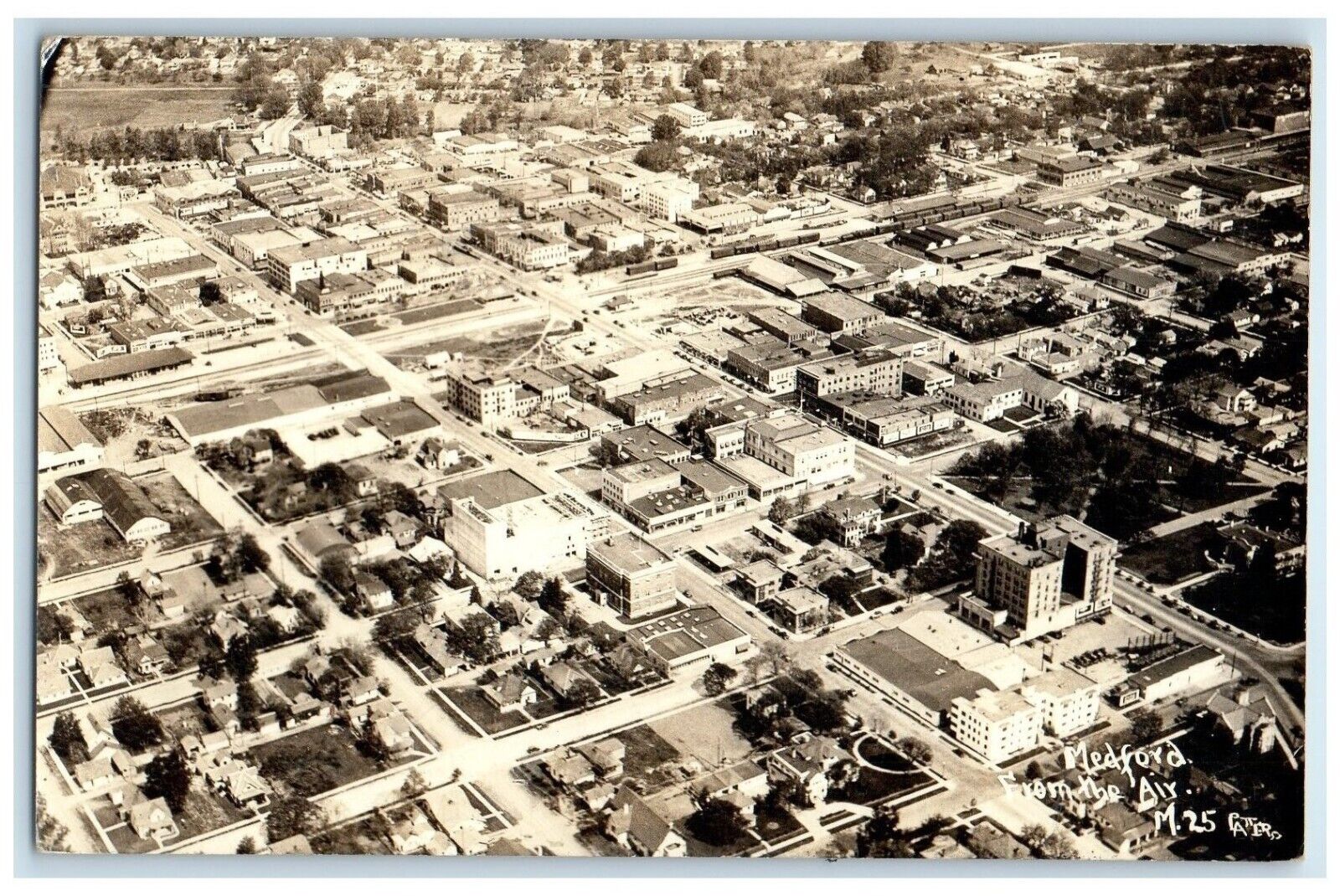1936 Aerial View Of Medford From The Air RPPC Photo Posted Antique Postcard