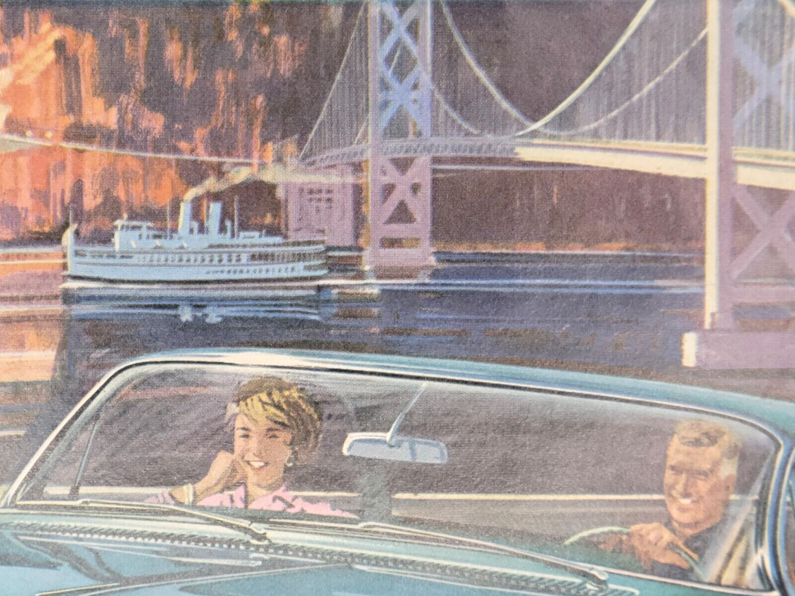 1962 Oldsmobile Dynamic 88 Couple Bridge Steamboat Vtg Original Print Ad PA88