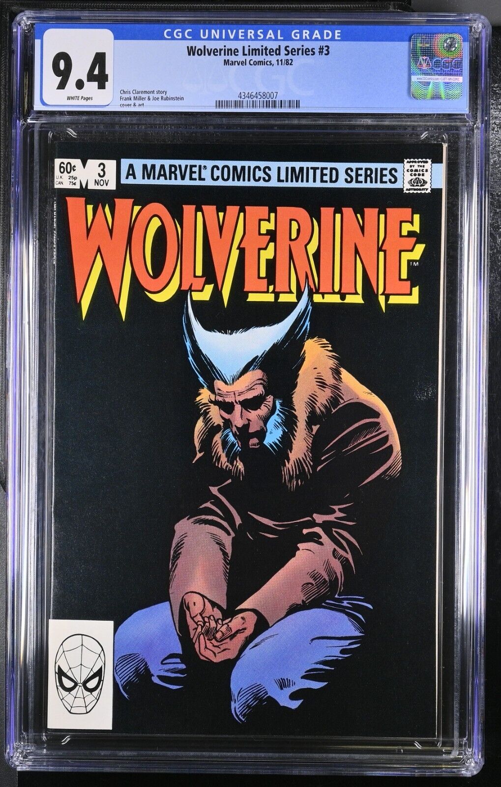 WOLVERINE LIMITED SERIES #3 CGC 9.4 WP FRANK MILLER COVER/ART 4346458007