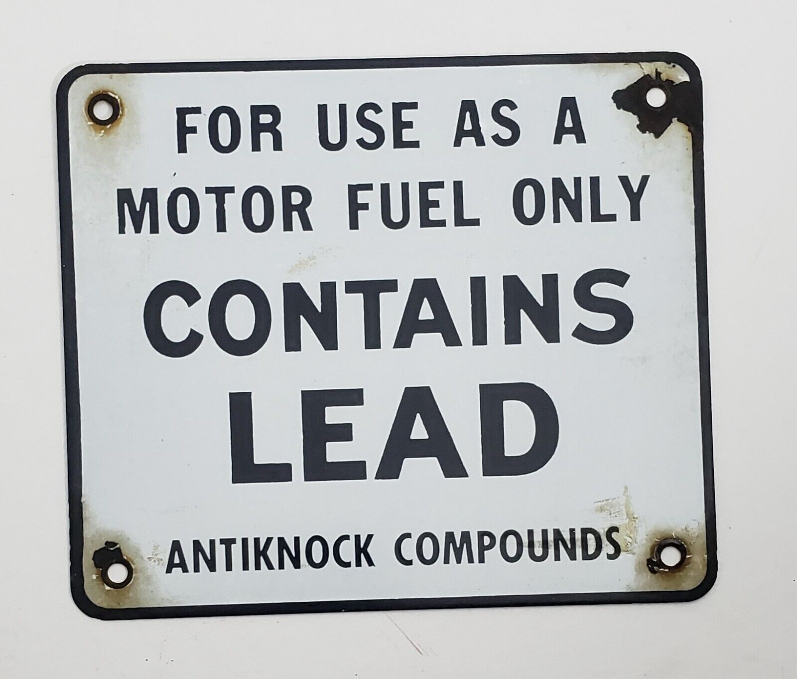 Original Contains Lead Porcelain Gas Pump Sign 6\